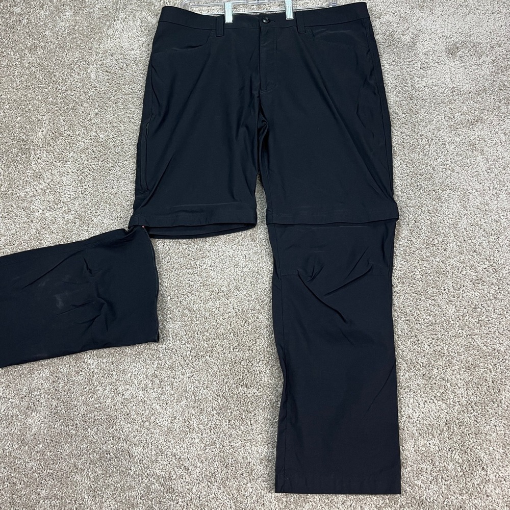 Eddie Bauer Pants Mens 38x30 Black Straight‎ Leg Convertible Tech Hiking Zip Off
